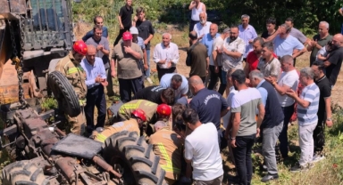 Kontrolden çıkan traktör köprüden aşağı uçtu