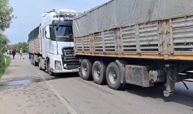 Tırlar çarpıştı facianın eşiğinden dönüldü
