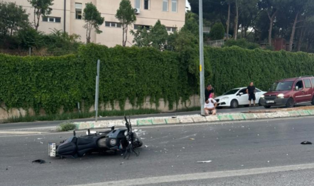 Gemlik'te kontrolden çıkan motor yan yattı: 2 yaralı